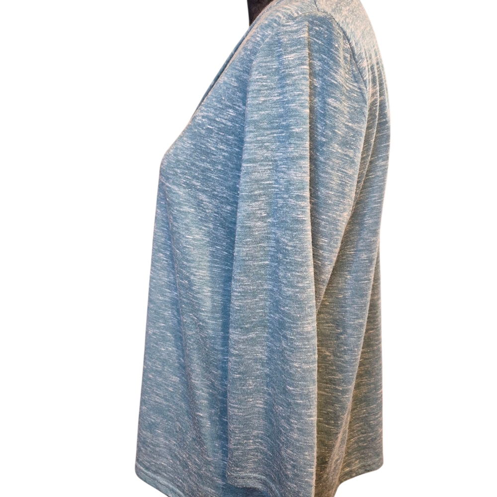 Hasting and Smith Teal  V-Neck Knit Blouse with Embellished Buttons - Picture 3 of 5